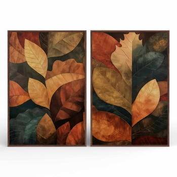 Kit 2 quadros retangulares - Folhas de Outono