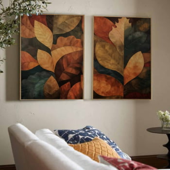 Kit 2 quadros retangulares - Folhas de Outono