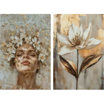 Kit 2 quadros retangulares - Golden Bloom