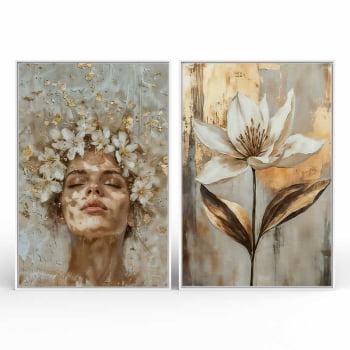 Kit 2 quadros retangulares - Golden Bloom