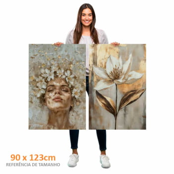 Kit 2 quadros retangulares - Golden Bloom