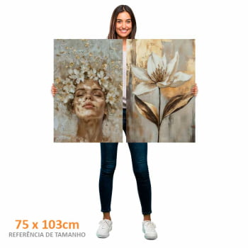 Kit 2 quadros retangulares - Golden Bloom
