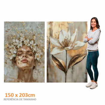 Kit 2 quadros retangulares - Golden Bloom