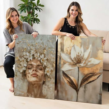 Kit 2 quadros retangulares - Golden Bloom