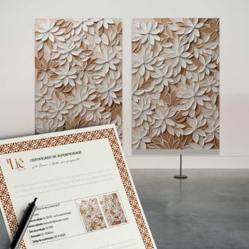 Kit 2 quadros retangulares - White Floral 3D
