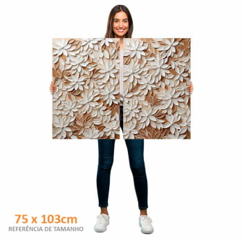 Kit 2 quadros retangulares - White Floral 3D