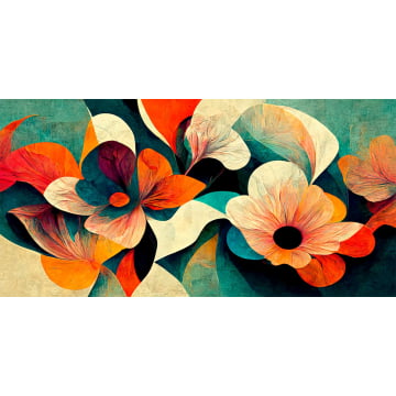 Quadro panorâmico - Flores abstratas coloridas
