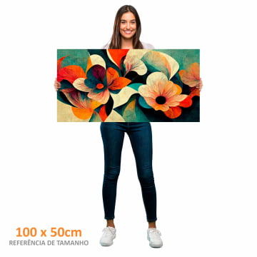 Quadro panorâmico - Flores abstratas coloridas