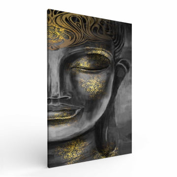 Quadro Retangular  - Buda Dourado e Cinza