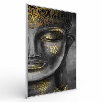 Quadro Retangular  - Buda Dourado e Cinza