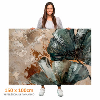 Quadro Retangular - Detalhe das Folhas Ginkgo