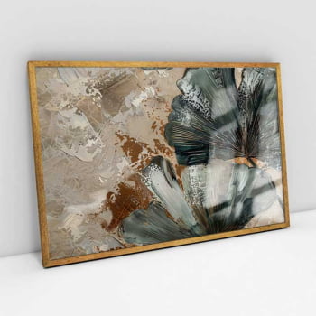 Quadro Retangular - Detalhe das Folhas Ginkgo