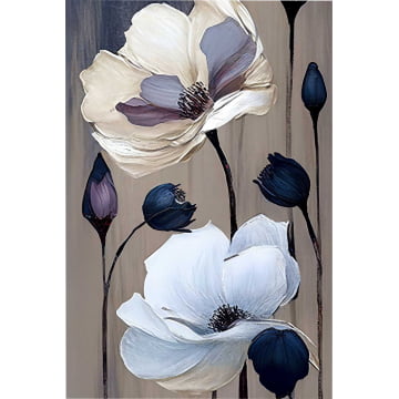 Quadro Retangular  -  Duas Flores Brancas