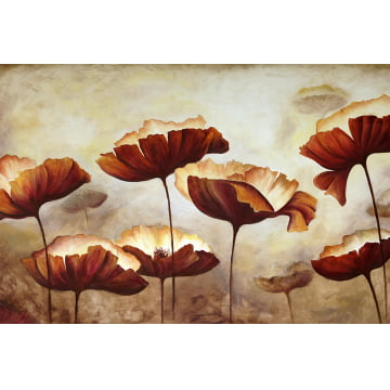 Quadro Retangular - Flores Marrons pintura