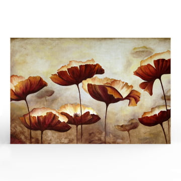 Quadro Retangular - Flores Marrons pintura