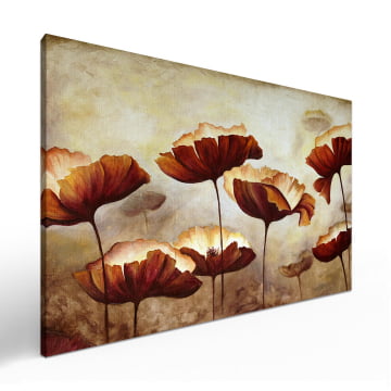 Quadro Retangular - Flores Marrons pintura
