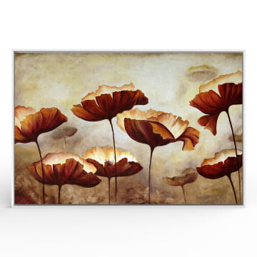 Quadro Retangular - Flores Marrons pintura