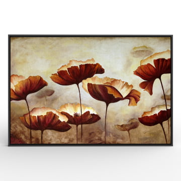 Quadro Retangular - Flores Marrons pintura