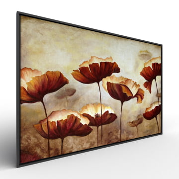 Quadro Retangular - Flores Marrons pintura