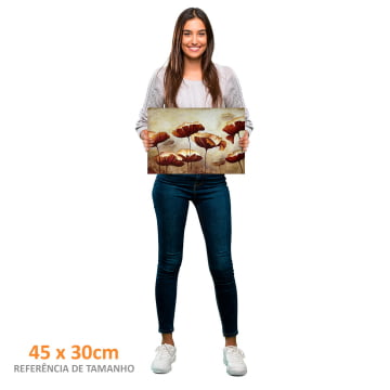 Quadro Retangular - Flores Marrons pintura