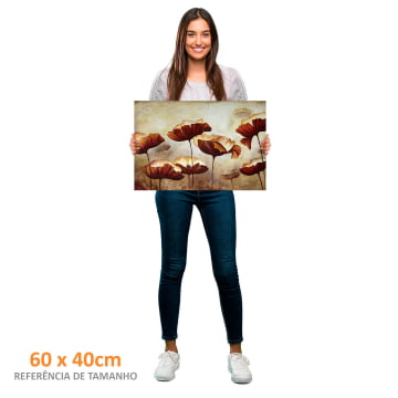 Quadro Retangular - Flores Marrons pintura