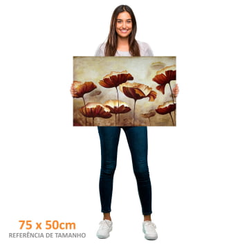 Quadro Retangular - Flores Marrons pintura