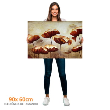 Quadro Retangular - Flores Marrons pintura