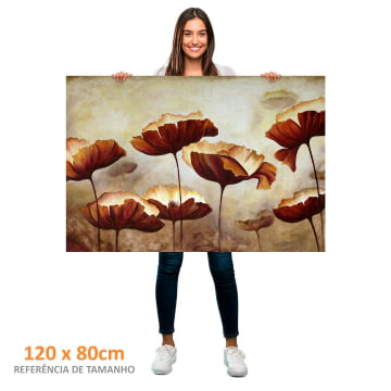 Quadro Retangular - Flores Marrons pintura