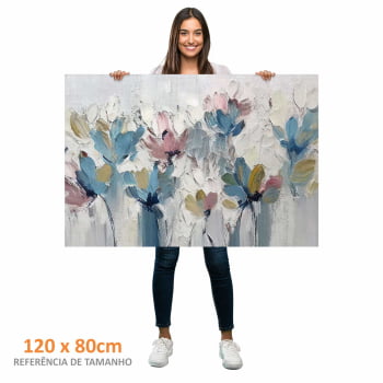 Quadro Retangular - Flores em Tons Pasteis