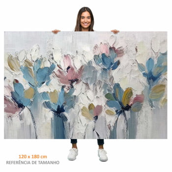 Quadro Retangular - Flores em Tons Pasteis