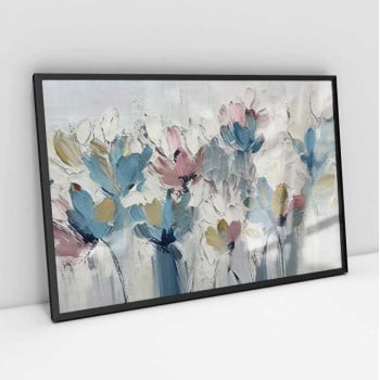 Quadro Retangular - Flores em Tons Pasteis