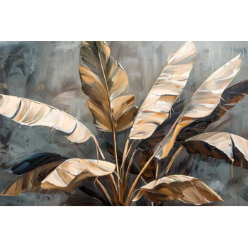 Quadro Retangular - Folhagens Douradas