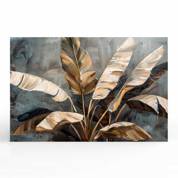 Quadro Retangular - Folhagens Douradas