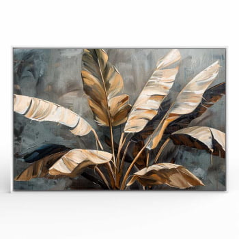 Quadro Retangular - Folhagens Douradas