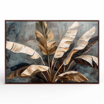 Quadro Retangular - Folhagens Douradas