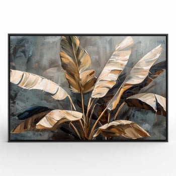 Quadro Retangular - Folhagens Douradas