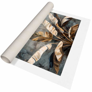Quadro Retangular - Folhagens Douradas