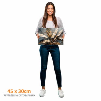 Quadro Retangular - Folhagens Douradas