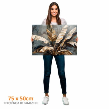 Quadro Retangular - Folhagens Douradas