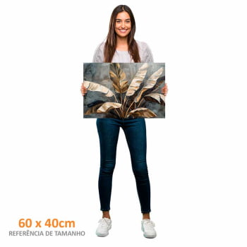 Quadro Retangular - Folhagens Douradas