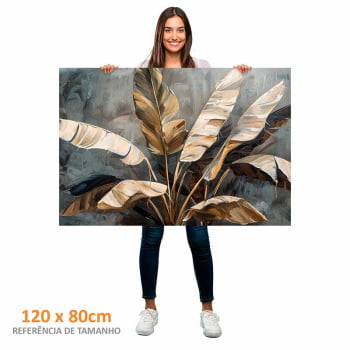 Quadro Retangular - Folhagens Douradas