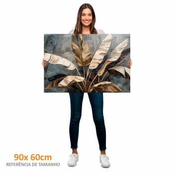 Quadro Retangular - Folhagens Douradas