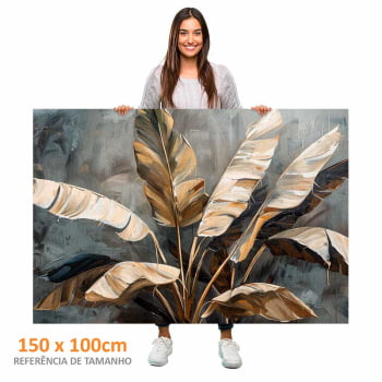 Quadro Retangular - Folhagens Douradas