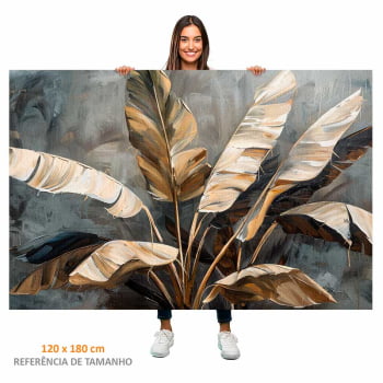 Quadro Retangular - Folhagens Douradas