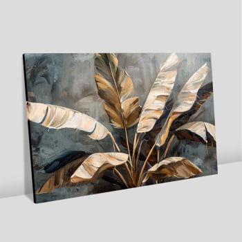 Quadro Retangular - Folhagens Douradas