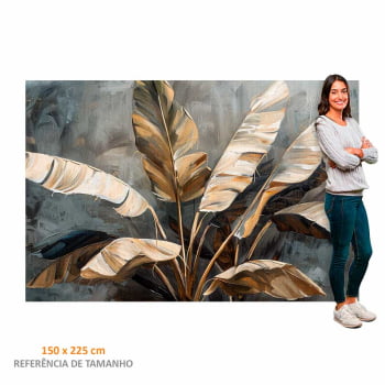 Quadro Retangular - Folhagens Douradas