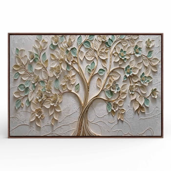 Quadro Retangular -Green and Golden Leaves