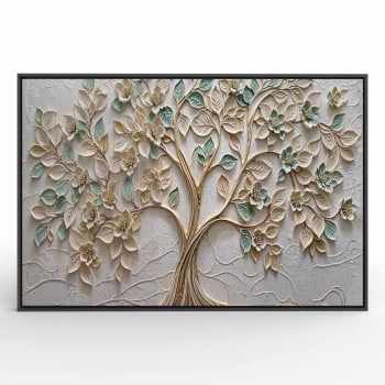 Quadro Retangular -Green and Golden Leaves