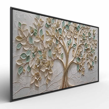 Quadro Retangular -Green and Golden Leaves