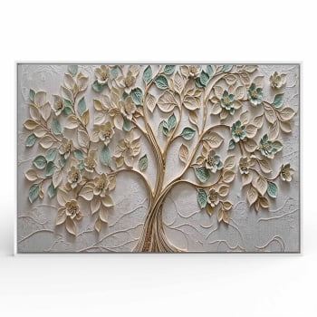 Quadro Retangular -Green and Golden Leaves